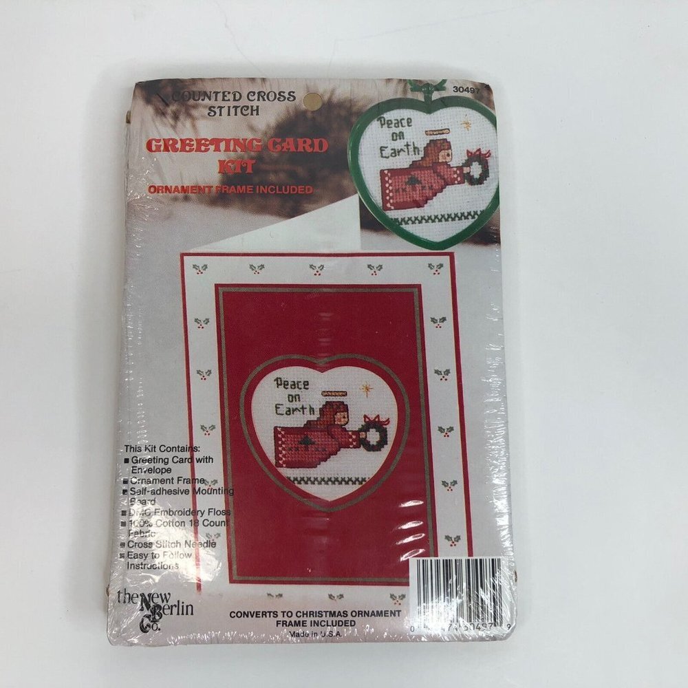 The New Berlin Counted Cross Stitch Greeting Card Kit 'Peace On Earth' Ornament
